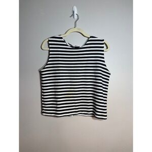 EXPRESS‎ TRICOT Black White Striped Sleeveless Button Back Top Women's M
